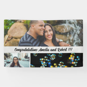 Three Photo Plus Custom Congratulations Text Banner