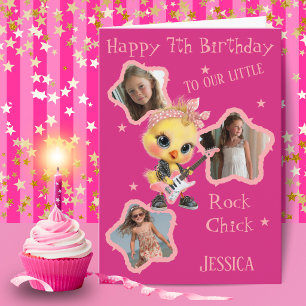 Three Photo Rock Chick Birthday Card