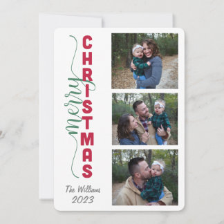 Three Photo Simple Christmas Card
