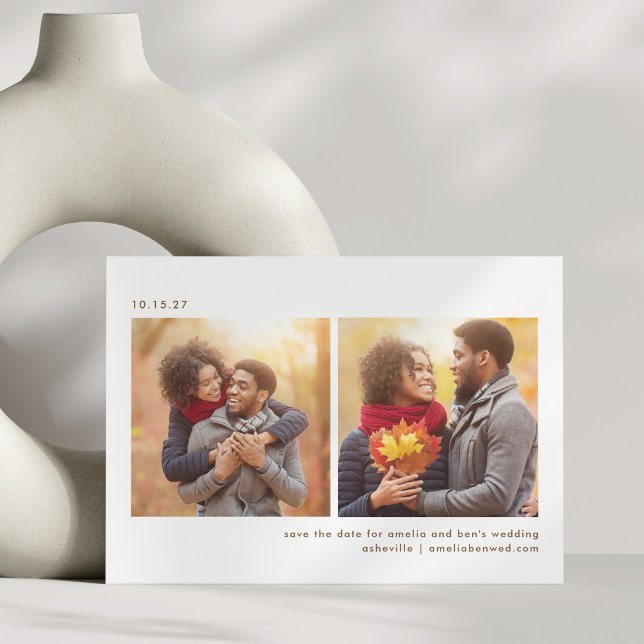 Three Photo Simple Typography Minimalist Wedding Save The Date (Creator Uploaded)