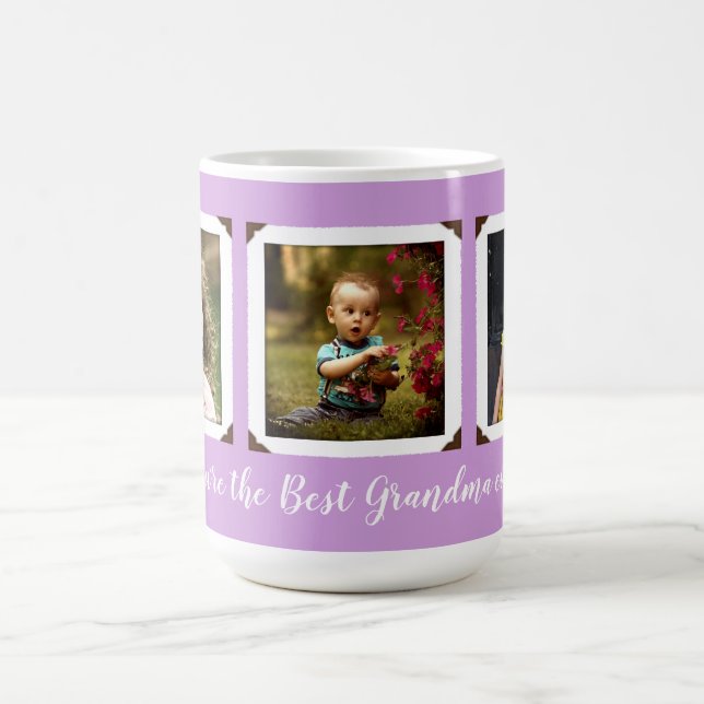 Three Photo Template Best Grandma Ever Coffee Mug (Center)