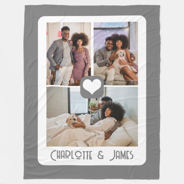 Three Photo Template Personalised By You Fleece Blanket (Front)