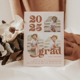 Three Photo Terracotta Retro Type Graduation Party