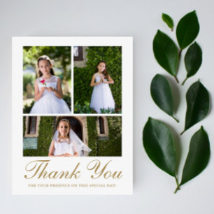Three Photo with Cross First Communion White Postcard