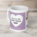 Three Photos and a Heart | Best Nana Ever Coffee Mug<br><div class="desc">This cute and stylish mug features a lavender frame and a heart that says "you are the best nana ever",  plus room for your names and three of your favourite personal photos. The perfect Mother's Day gift that will make your grandmother smile each time she reaches for her coffee!</div>