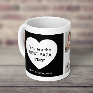 Three Photos and a Heart   Best Papa Ever Coffee Mug