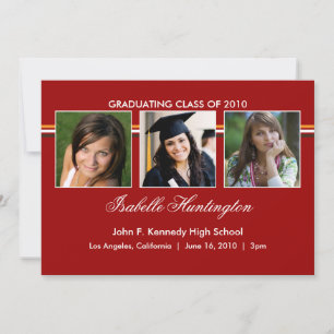 Three Photos Bar Graduation Announcement