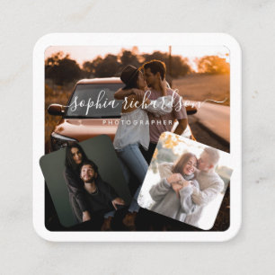 Three photos black and white casual signature square business card