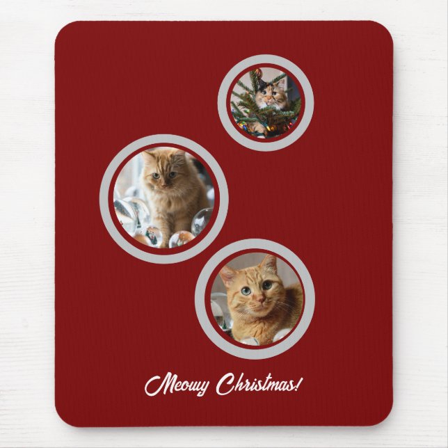 Three Photos Cats Customize  Mouse Mat (Front)