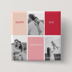 Three Photos   Happy Valentines Day 15 Cm Square Badge