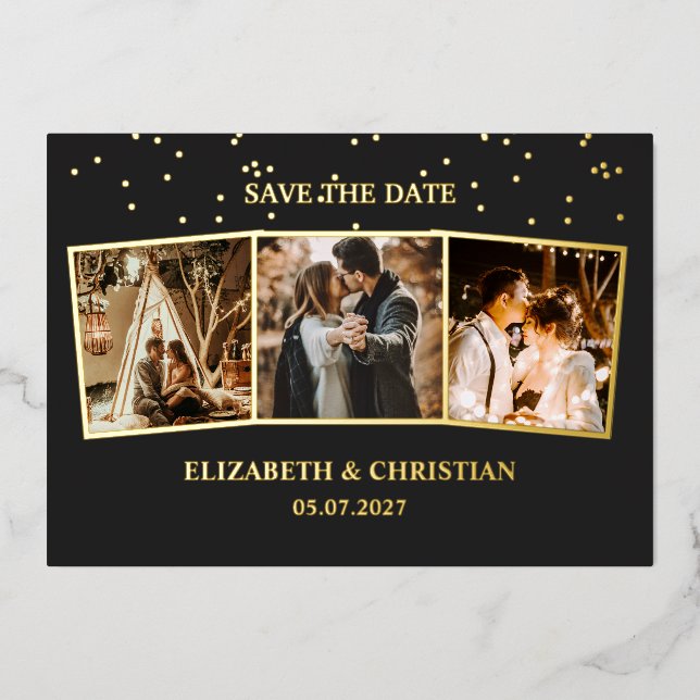 Three Photos Minimalist Save The Date  (Front)