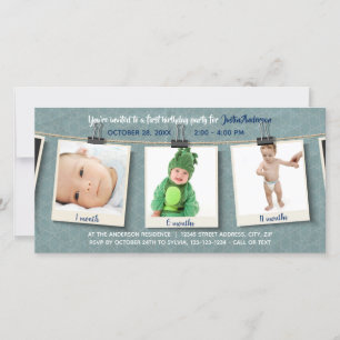 Three Photos on Twine - Birthday Photo card