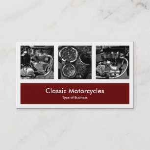 Three Photos Plus One - Dark Maroon Business Card