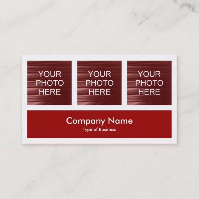 Three Photos Plus One - Ruby Red Business Card (Front)