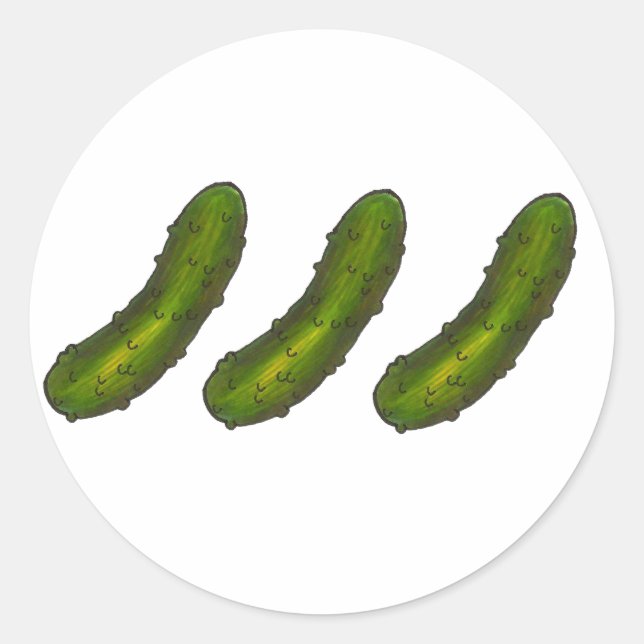 Three Pickles Green Dill Pickle Food Stickers (Front)