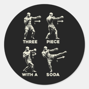 Three-piece Soda Mma And Kickboxing Fighter Combo Classic Round Sticker