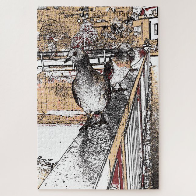 Three Pigeons Jigsaw Puzzle (Vertical)