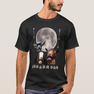 Three Pigmy Goats Moon Design 3 Baby Goats Moon Co T-Shirt