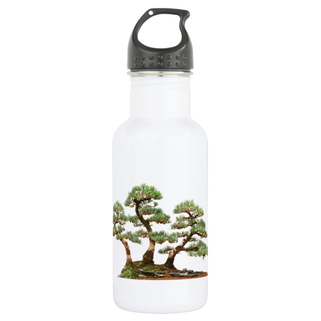 three pine bonsai trees 532 ml water bottle (Front)