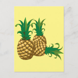 three pineapples fruit postcard