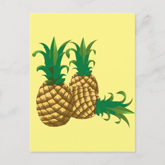 three pineapples fruit postcard (Front)