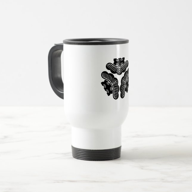 Three pines inward-facing travel mug (Front Left)