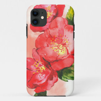 Three Pink and Red Watercolor Roses Case-Mate iPho iPhone 11 Case