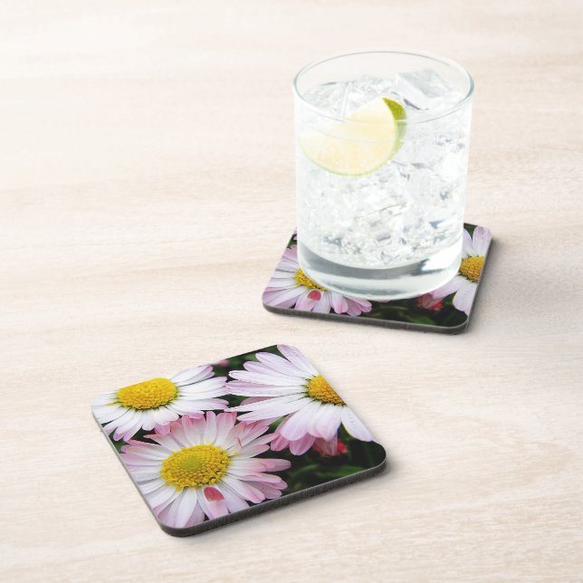 Three pink and white daisies coaster (Right Side)
