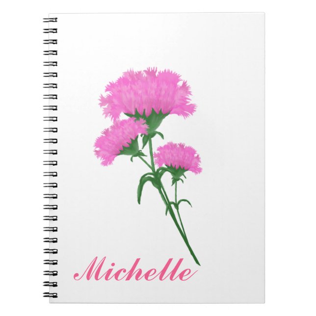 Three Pink Carnations Notebook (Front)