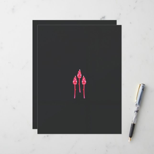 Three pink flowers with a black background (Front/Back In Situ)