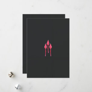 Three pink flowers with a black background holiday card