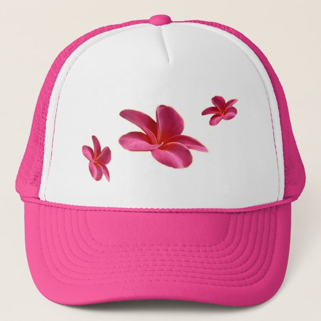 Three Pink Frangipani Flowers, Trucker Hat (Front)