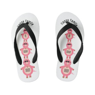Three pink piggy kid's flip flops