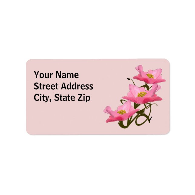 Three Pink Poppies Border Label (Front)