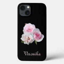 Three pink roses. Add text.