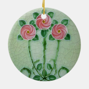 Three Pink Roses Thunder_Cove  Ceramic Tree Decoration