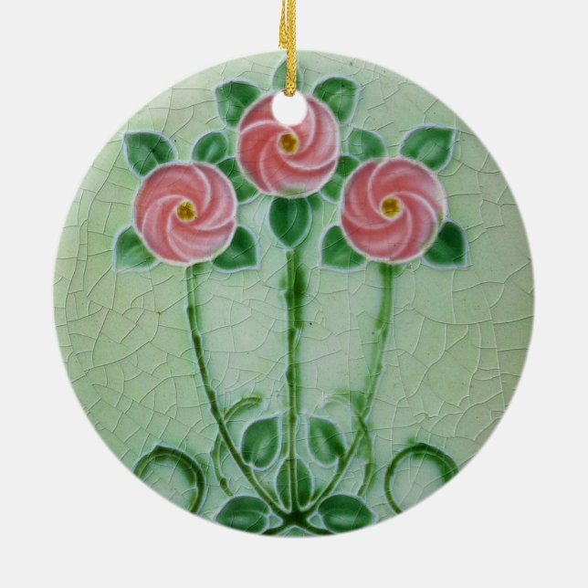 Three Pink Roses Thunder_Cove  Ceramic Tree Decoration (Back)