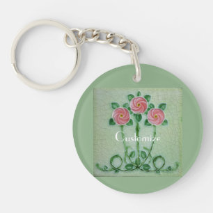 Three Pink Roses Thunder_Cove Keychain