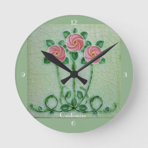 Three Pink Roses Thunder_Cove Round Clock