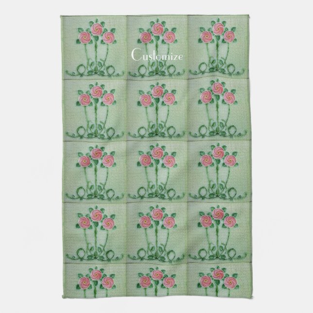 Three Pink Roses Thunder_Cove Tea Towel (Vertical)
