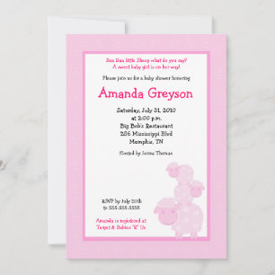 Three Pink Sheep Farm 5x7 Baby Shower Invitation