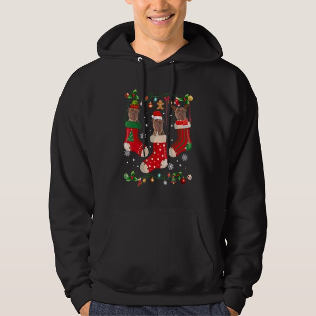 Three Pitbull In Sock Christmas Santa X mas Dog Hoodie (Front)