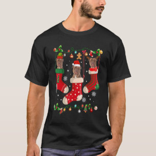 Three Pitbull In Sock Christmas Santa X mas Dog T-Shirt