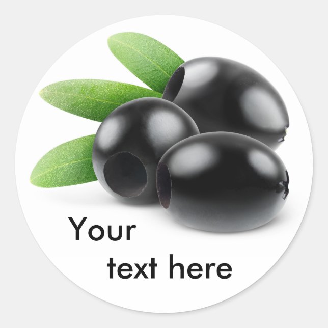 Three pitted black olives classic round sticker (Front)