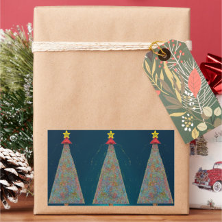 Three Pixel Christmas Trees  Rectangular Sticker