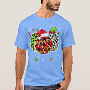 Three Plaid Basketball Balls Christmas Lights Play T-Shirt