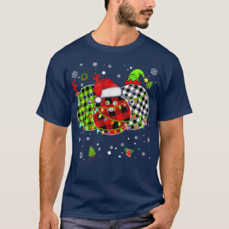 Three Plaid Bowling Balls Christmas Lights Player  T-Shirt