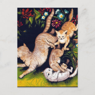 Three Playful Cats Postcard