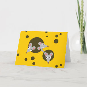Three Playful Mice in Cheese Greeting Card