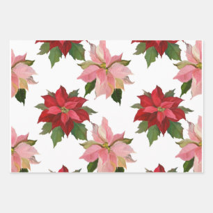 Three Poinsettia, Gingerbread Girl & Adorable Cow Wrapping Paper Sheet